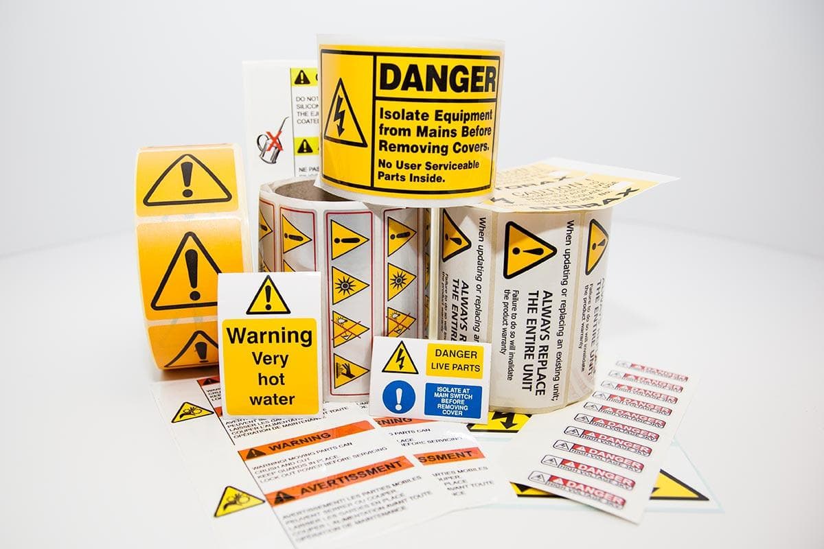 Warning sign label for workplace safety