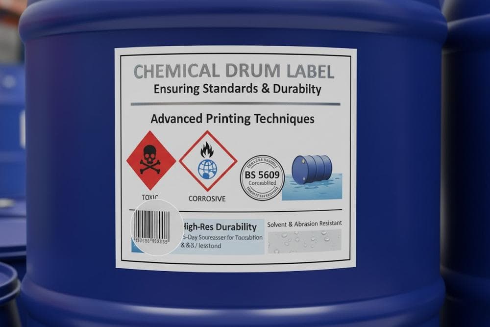 Chemical product label with safety information