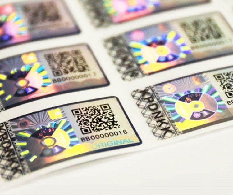 High-security authentication label close-up